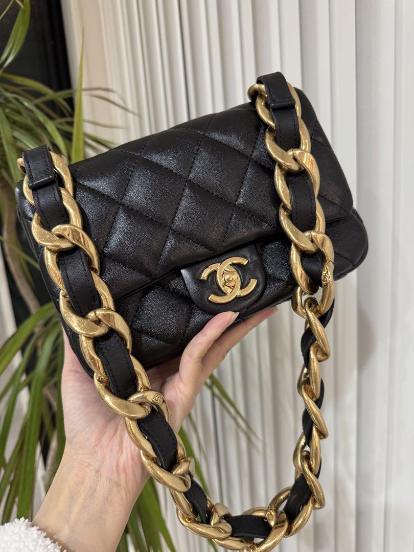 【安心鑑定OK】【未使用に近い】CHANEL 23Pマットラセチェーンミニバッグ