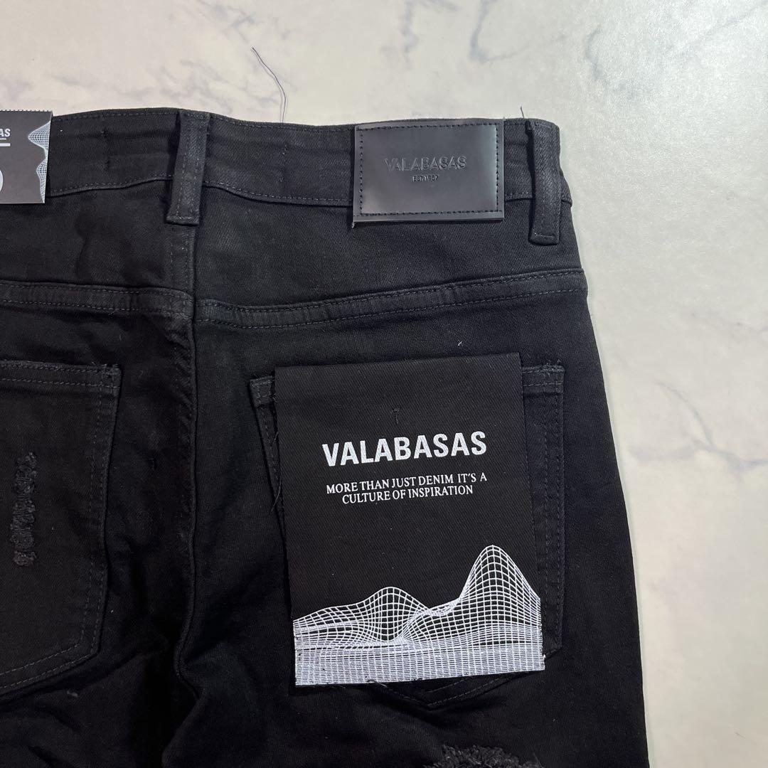 valabasas バラバサス クラッシュスキニーフレアデニム ブラック