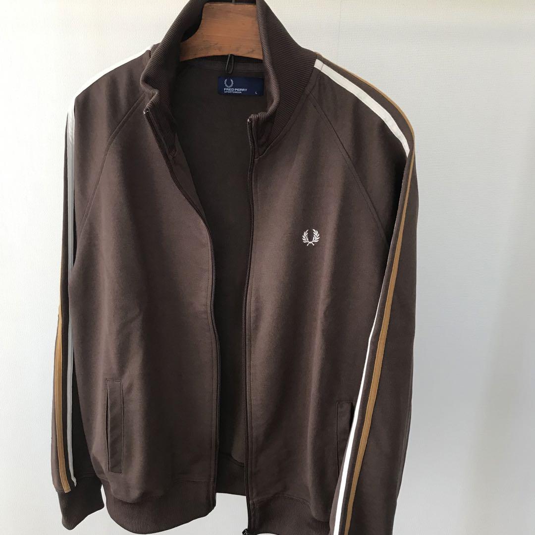 フレッドペリー☆ L~XL☆ブラウン☆白・茶ストライプ☆ジャージ☆トラックトップ