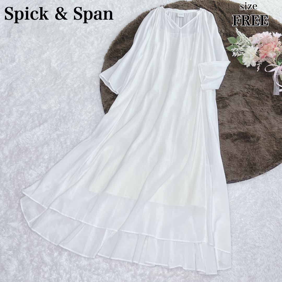 美品✨スピックアンドスパン シフォン ロングワンピース ティアード Aライン