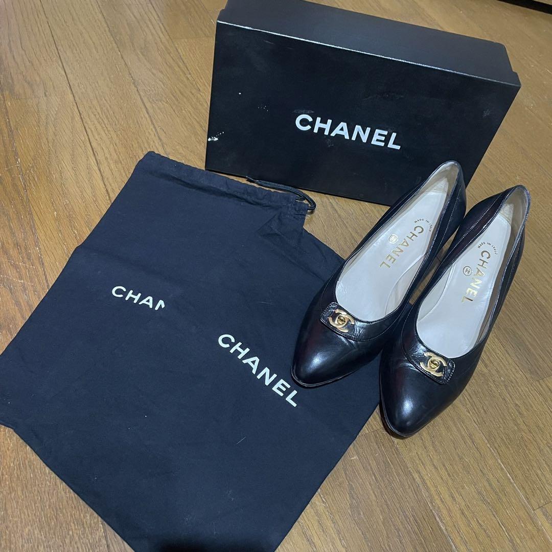 CHANEL シャネル ビンテージ ココマーク パンプス 箱付 23.0cm.