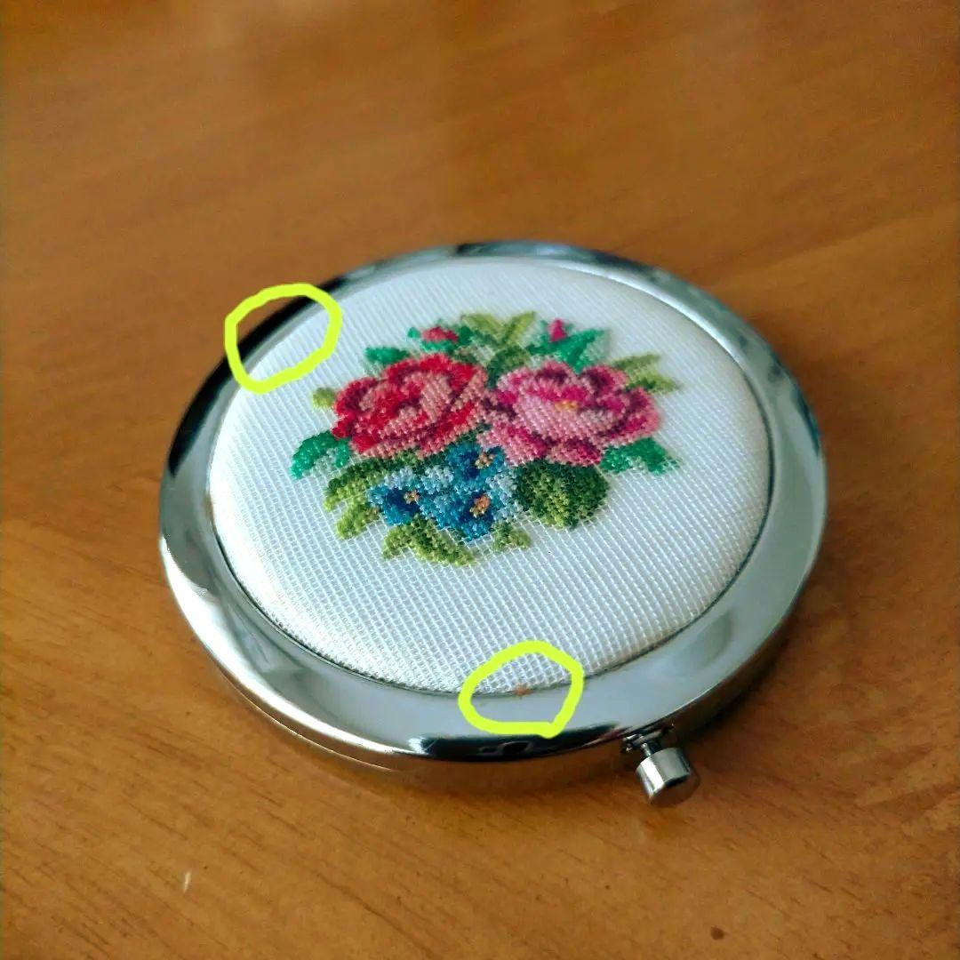ゴブラン 刺繍 花柄 手鏡 コンパクトミラー - メルカリ