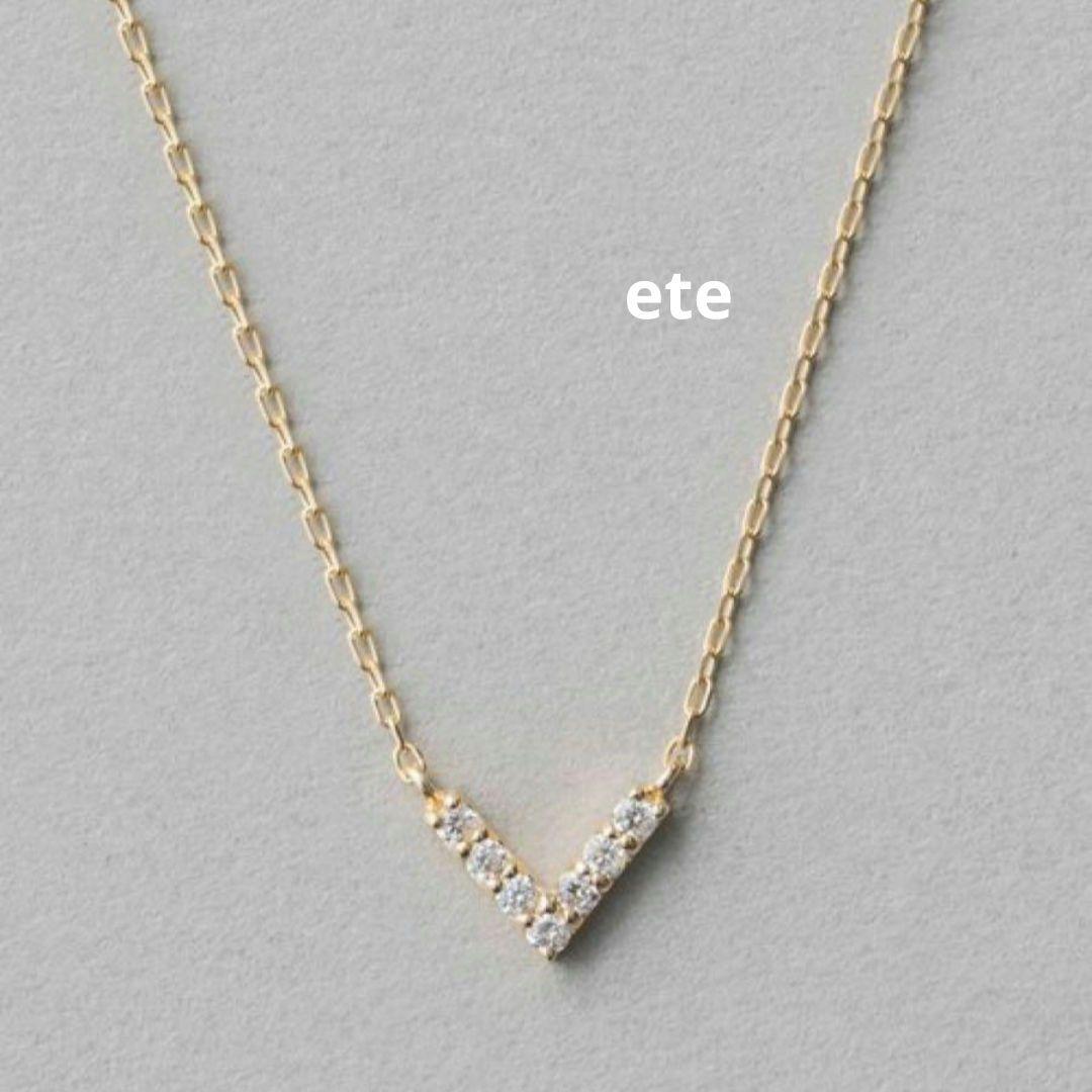 ete K10 ダイヤ V レイヤー ネックレス