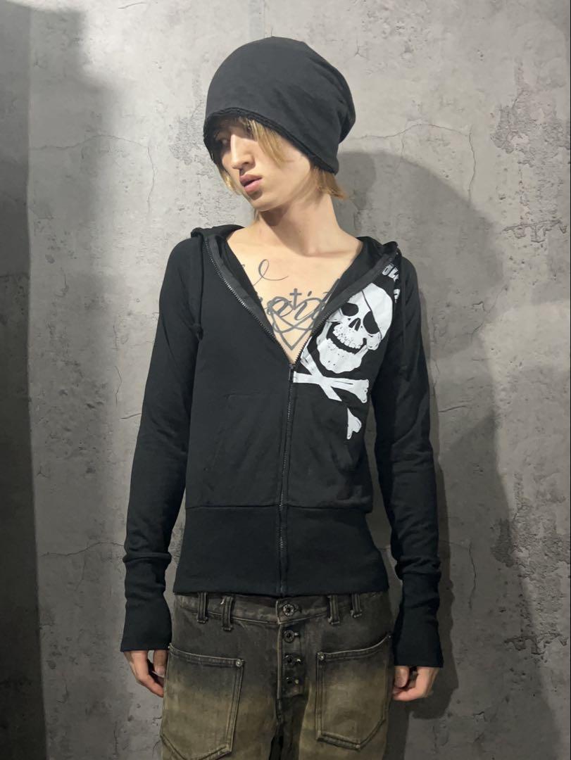 トップス \"Gladnews\"Skull Zip Hoodie