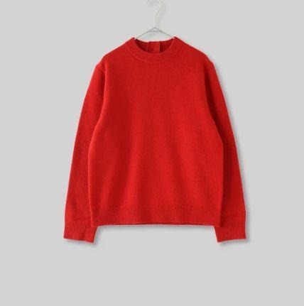 【Liyoca】バックボタンウールニットプルオーバー レッド
