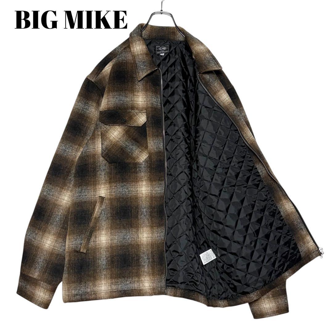 BIG MIKE オンブレチェック柄 ジップジャケット 茶色ブラウン XLXL(LL)・BIG MIKE