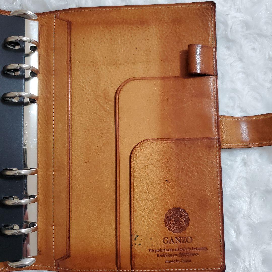 美品 GANZO ガンゾ バイブルサイズ システム手帳 ブラック シンブライドル