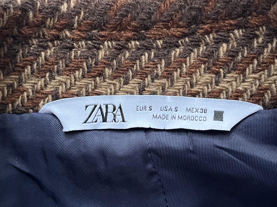 ZARA チェスターコート ブラウン系チェック M（USA Sサイズ）