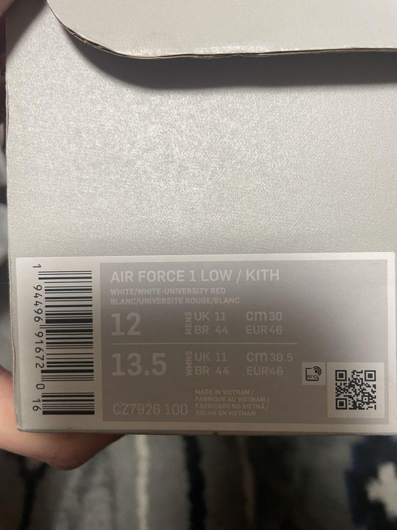KITH × Nike Air Force 1 Low \"White/Red\"