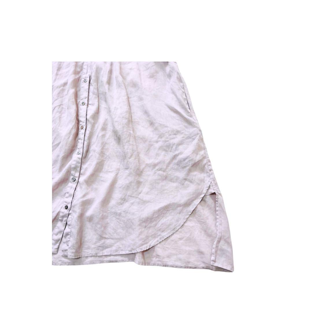 【美品】nest Robe ネストローブ　シャーリング　リネンワンピース　ピンク