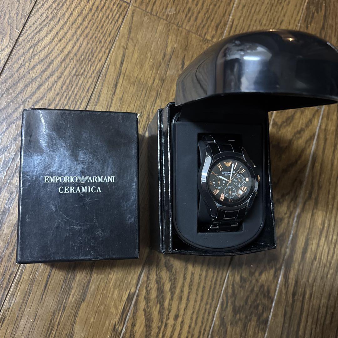 EMPORIO ARMANI CERAMICA ブラック腕時計