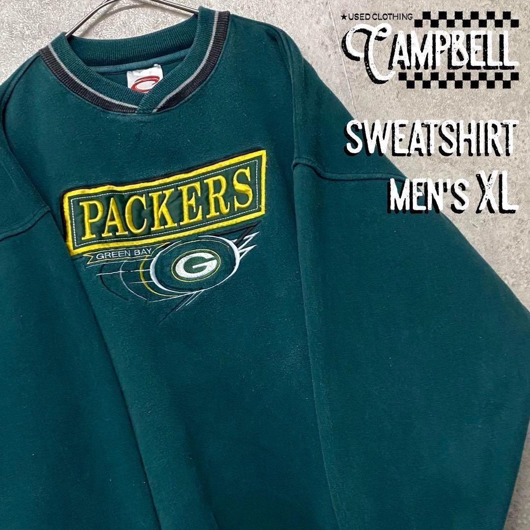 【希少XL☆US輸入90s】NFLグリーンベイパッカーズ刺繍スウェットトレーナー