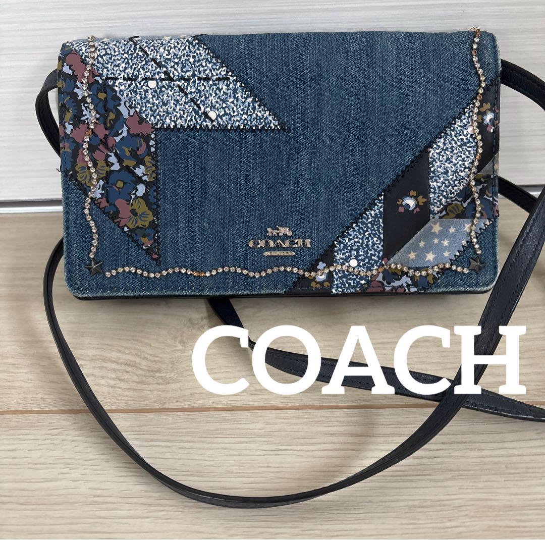 大人気！COACH コーチ ショルダーバッグ デニム パッチワークデザイン
