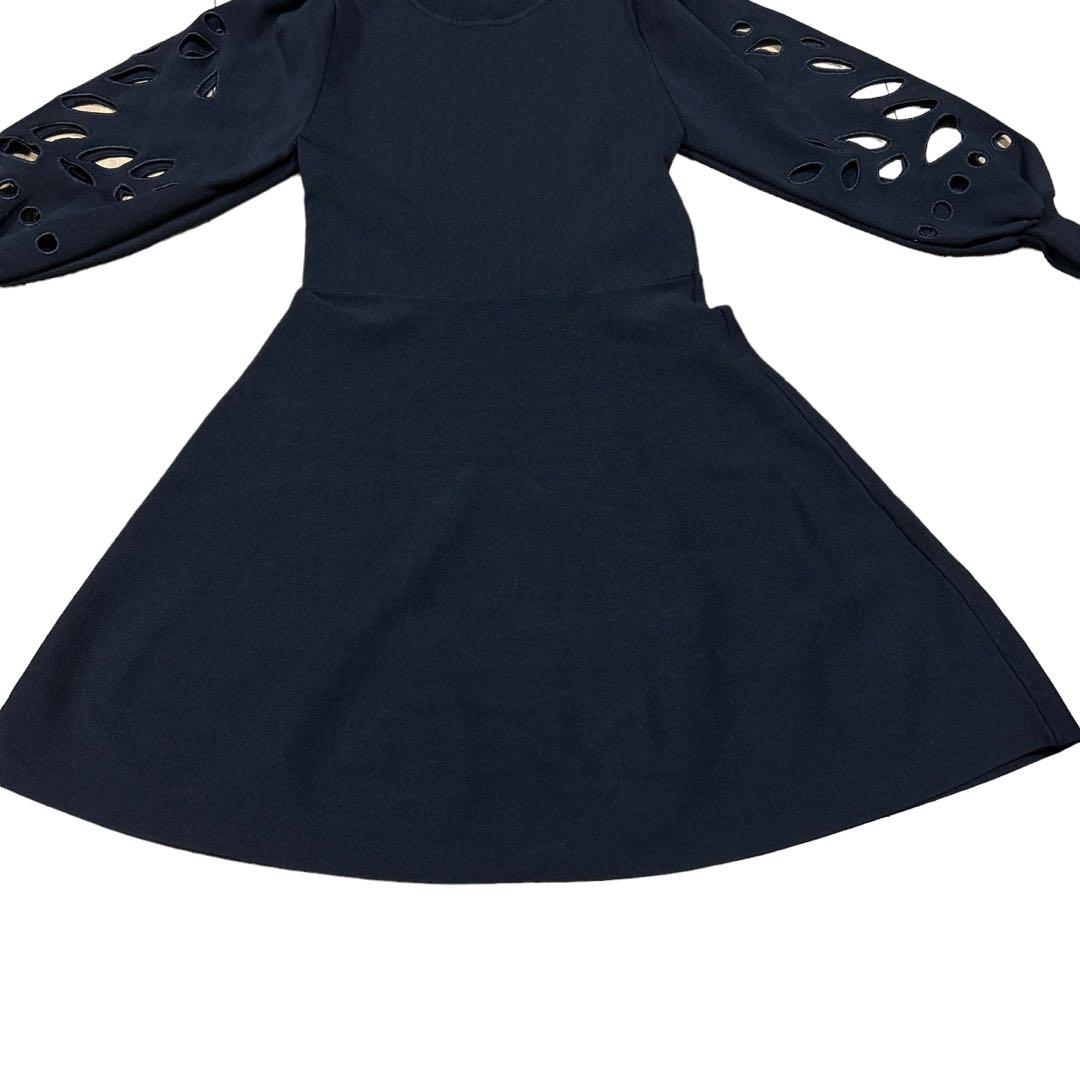 ザラ(M) ニット ドレス ワンピース ハイネック カットワーク レース ザラ(M) ニット ドレス ワンピース ハイネック カットワーク