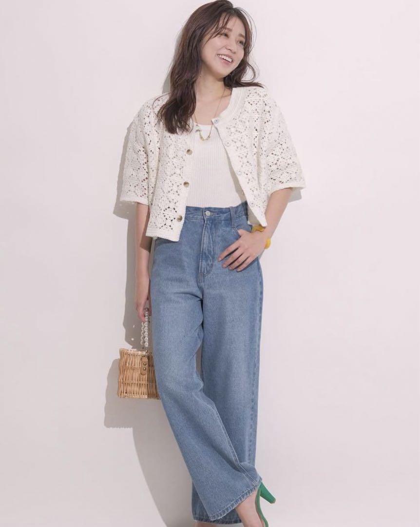 新品】JUSGLITTY 柄編みハーフスリーブニットジャケット - メルカリ