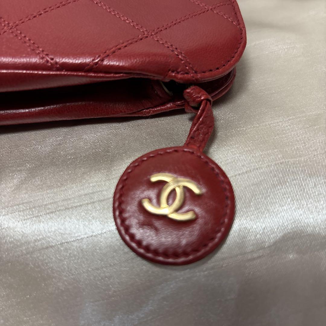 Chanel 赤 レザー キルティング ポーチ CHANEL 赤 レザー キルティング ポーチ バッグ