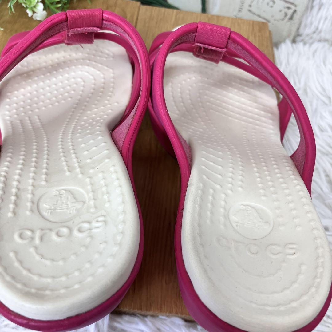 廃盤 crocs クロックス W6 22 サイプラス ヒールサンダル ピンク