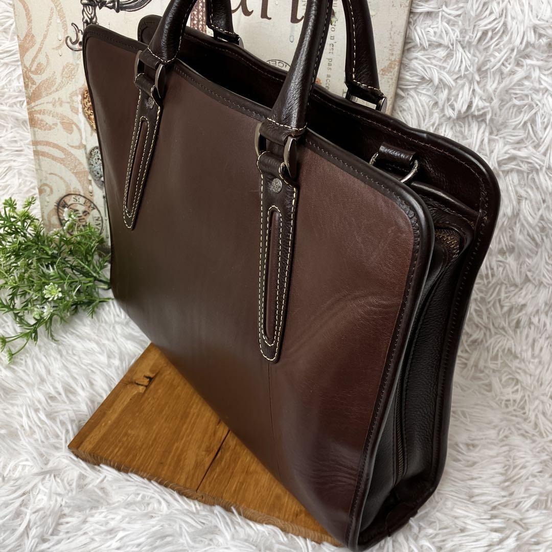 FIGARO フィガロ 2way ビジネス トート バッグ ショルダー ブラウン