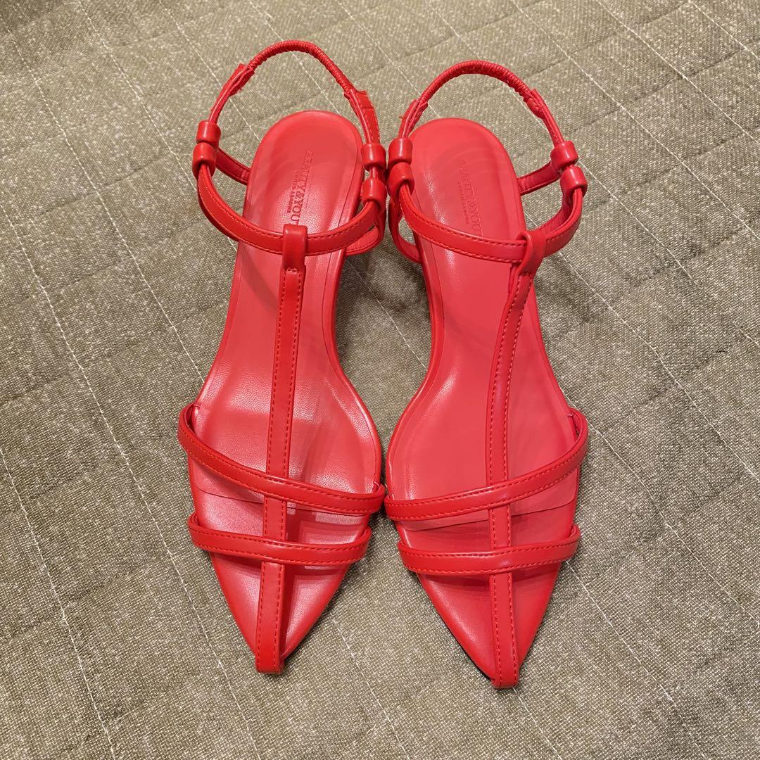 美品＊BEAUTY&YOUTH ウェッジ サンダル RED 36H