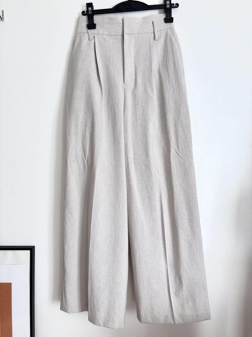 マレーラ ベージュ ストレートパンツ ウエストベルト付き 38サイズ