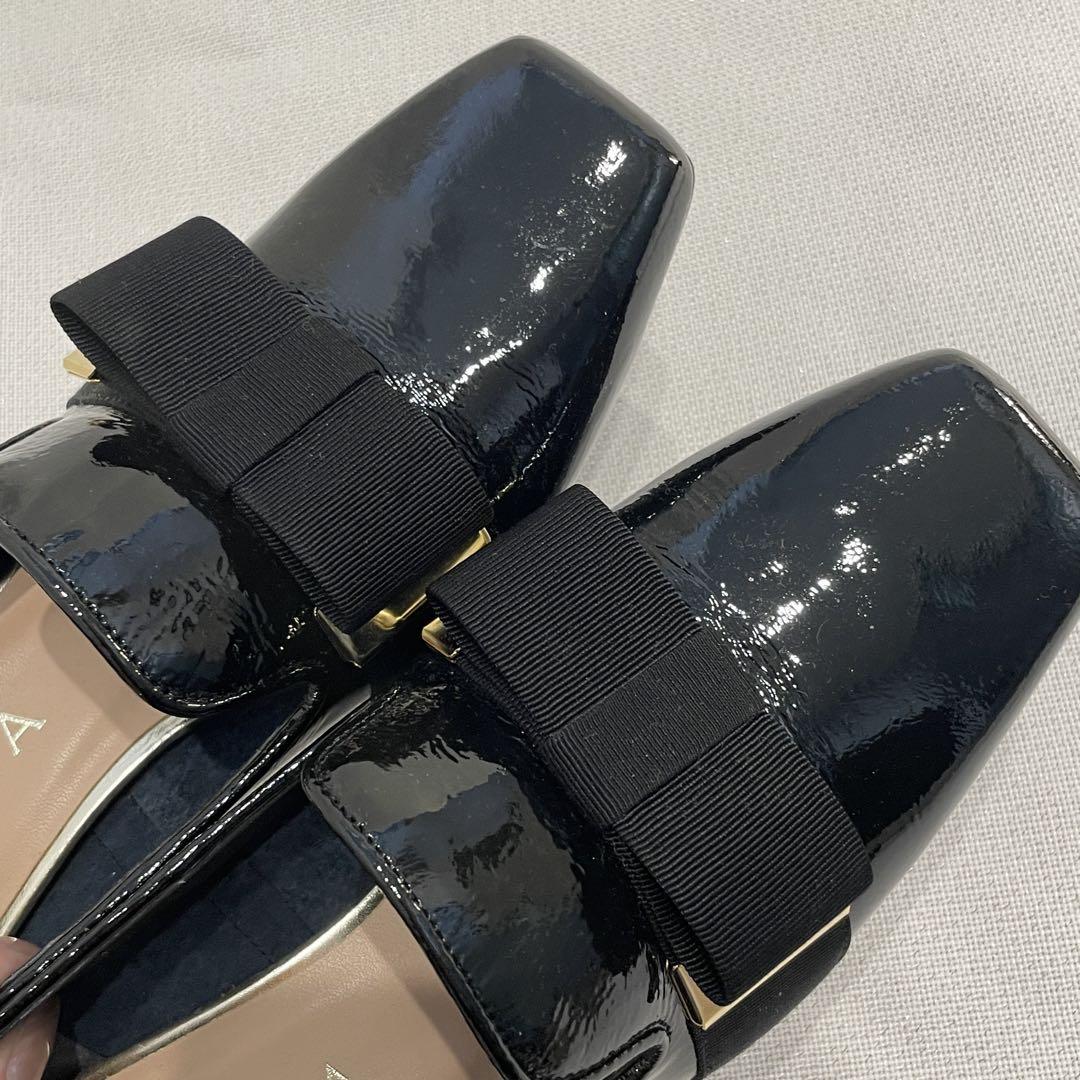 【ダイアナ】 オペラシューズ エナメル ブラック 24.5 新品 黒パンプス