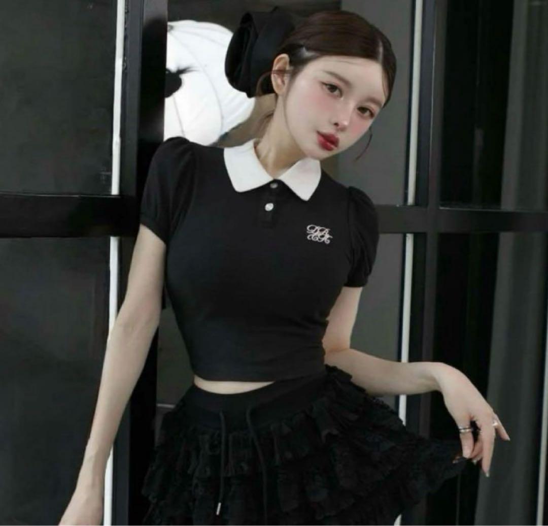 Darich ダーリッチ　DRCHバイカラーポロシャツ　ブラック　BLK