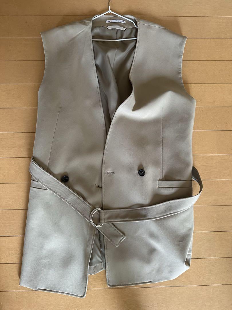 ZARA ベージュ フォーマルベスト - メルカリ