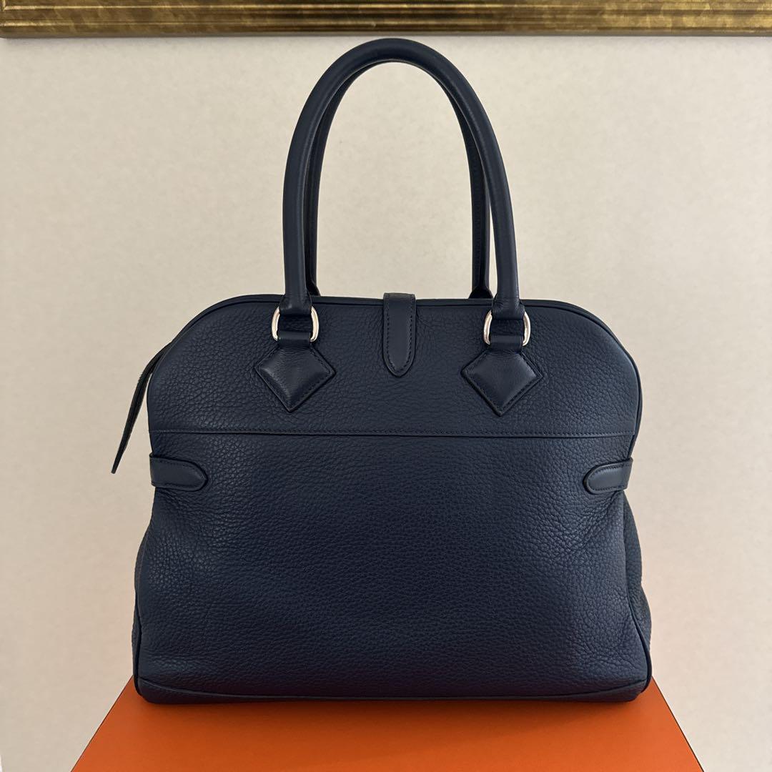 【極美品】HERMES アトラス ３５ ネイビー A4収納可 ビジネスにも