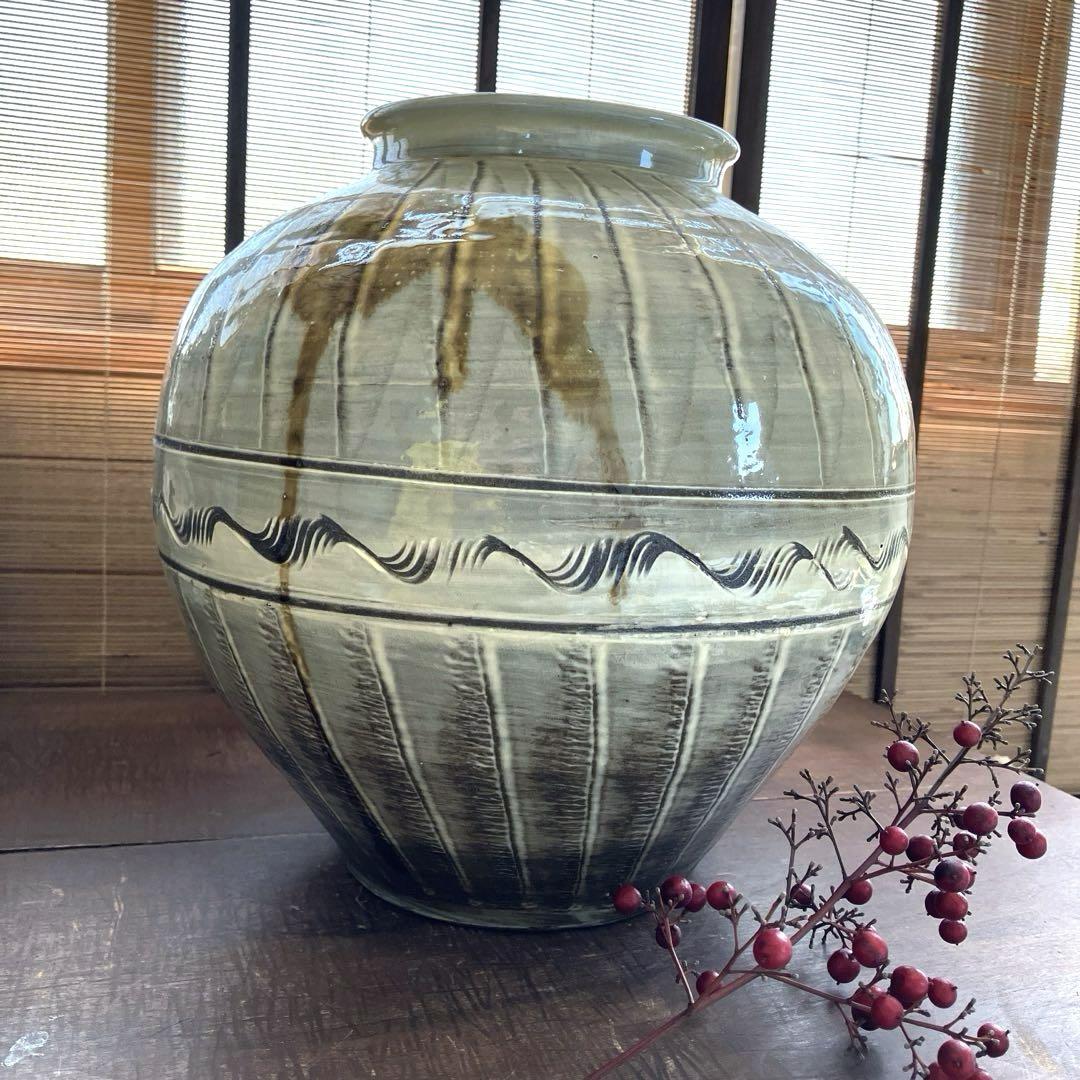 小鹿田焼　おんた　刷毛目　壺　花器　ヴィンテージ