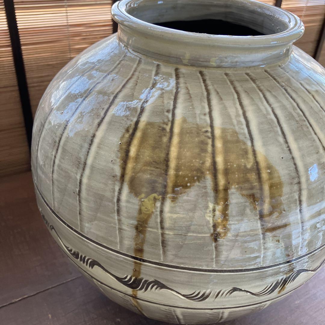 小鹿田焼　おんた　刷毛目　壺　花器　ヴィンテージ