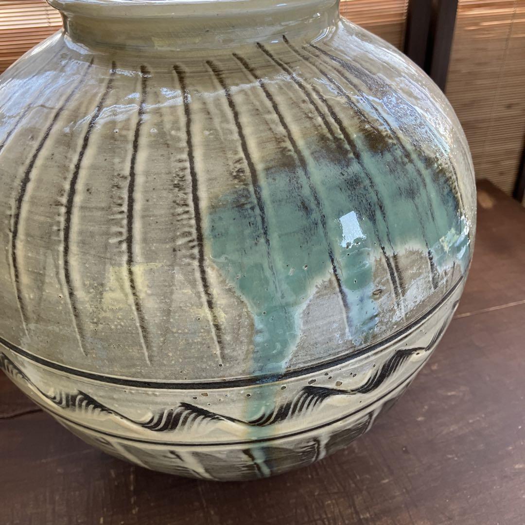 小鹿田焼　おんた　刷毛目　壺　花器　ヴィンテージ
