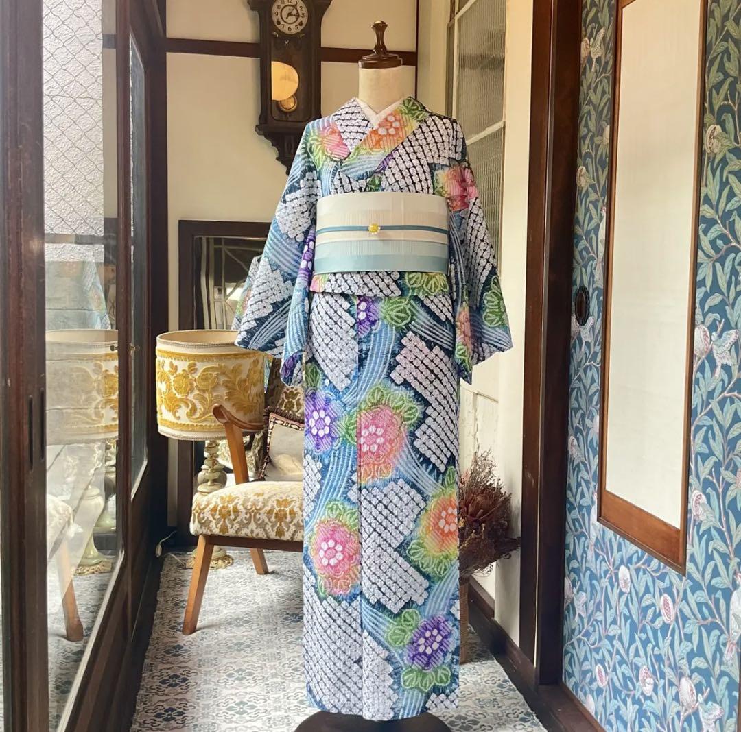 有松鳴海絞り 浴衣 紫陽花 kimono tento 様 / アンティーク