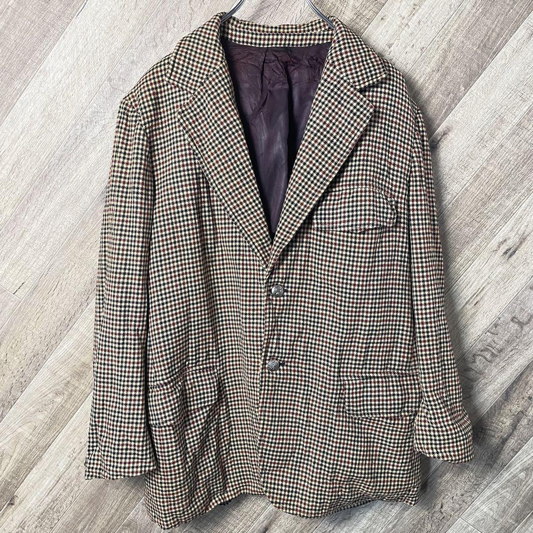 70s PENDLETON 千鳥格子ウール テーラードジャケット ブレザー 古着