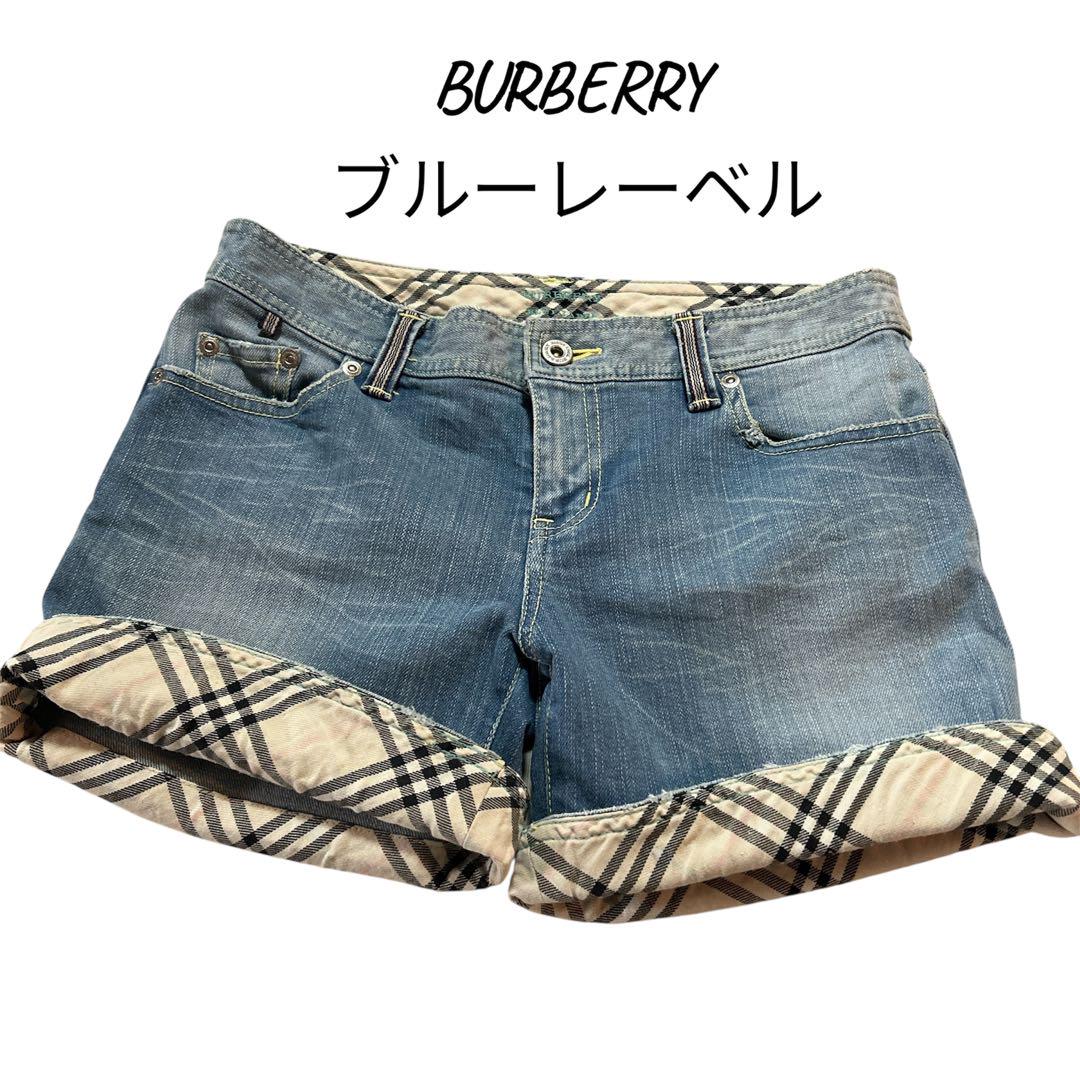 【美品】バーバリーブルーレーベル デニムパンツ ショート ノバチェック ホース 美品】バーバリーブルーレーベル デニムパンツ ショート ノバ