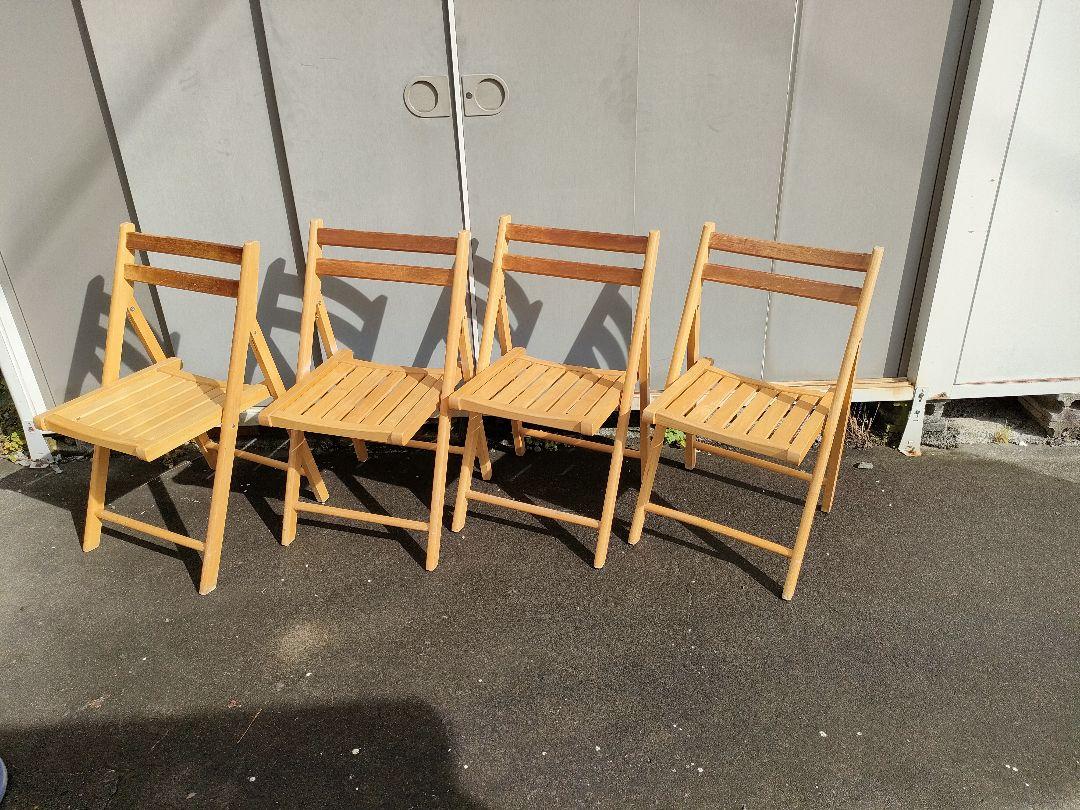 中古　折りたたみ木製椅子4点セット