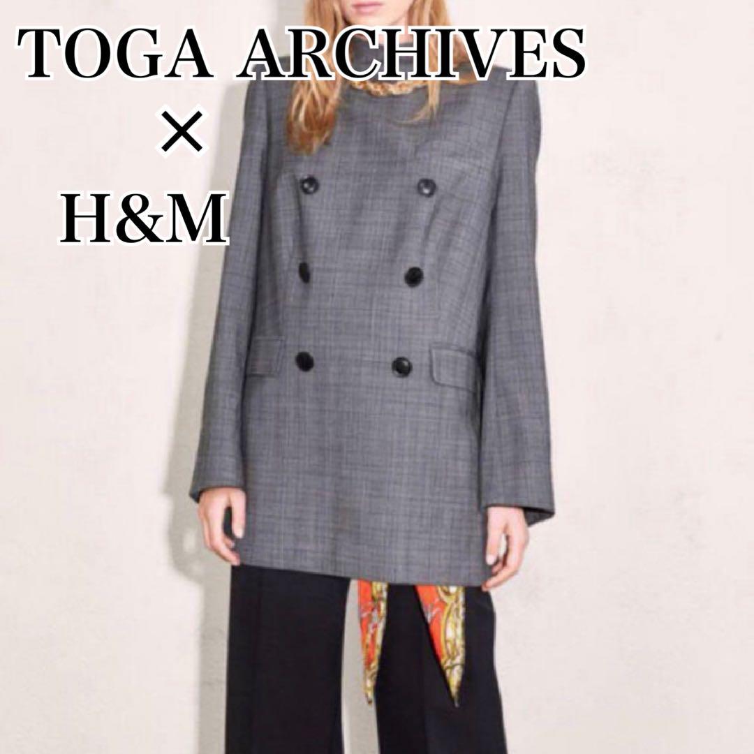 【完売品】TOGA×Ｈ&M バックジッパージャケット ウール チェック M相当 完売品】TOGA×H&M バックジッパージャケット ウール チェック M