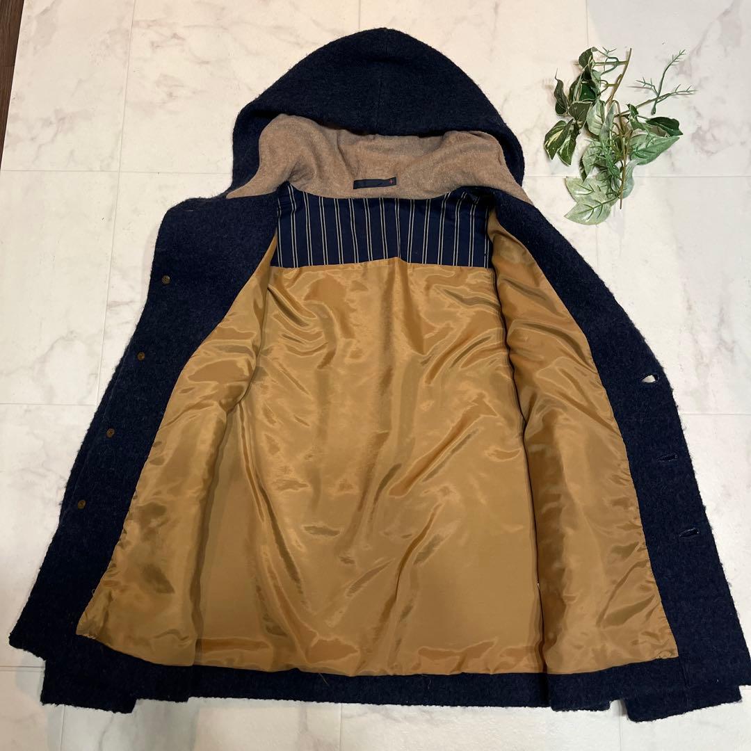 Pal'las Palace 十日 圧縮ウールフード付きコート サイズ0 濃紺 Pal'las Palace 十日 圧縮ウールフード付きコート サイズ0 濃紺