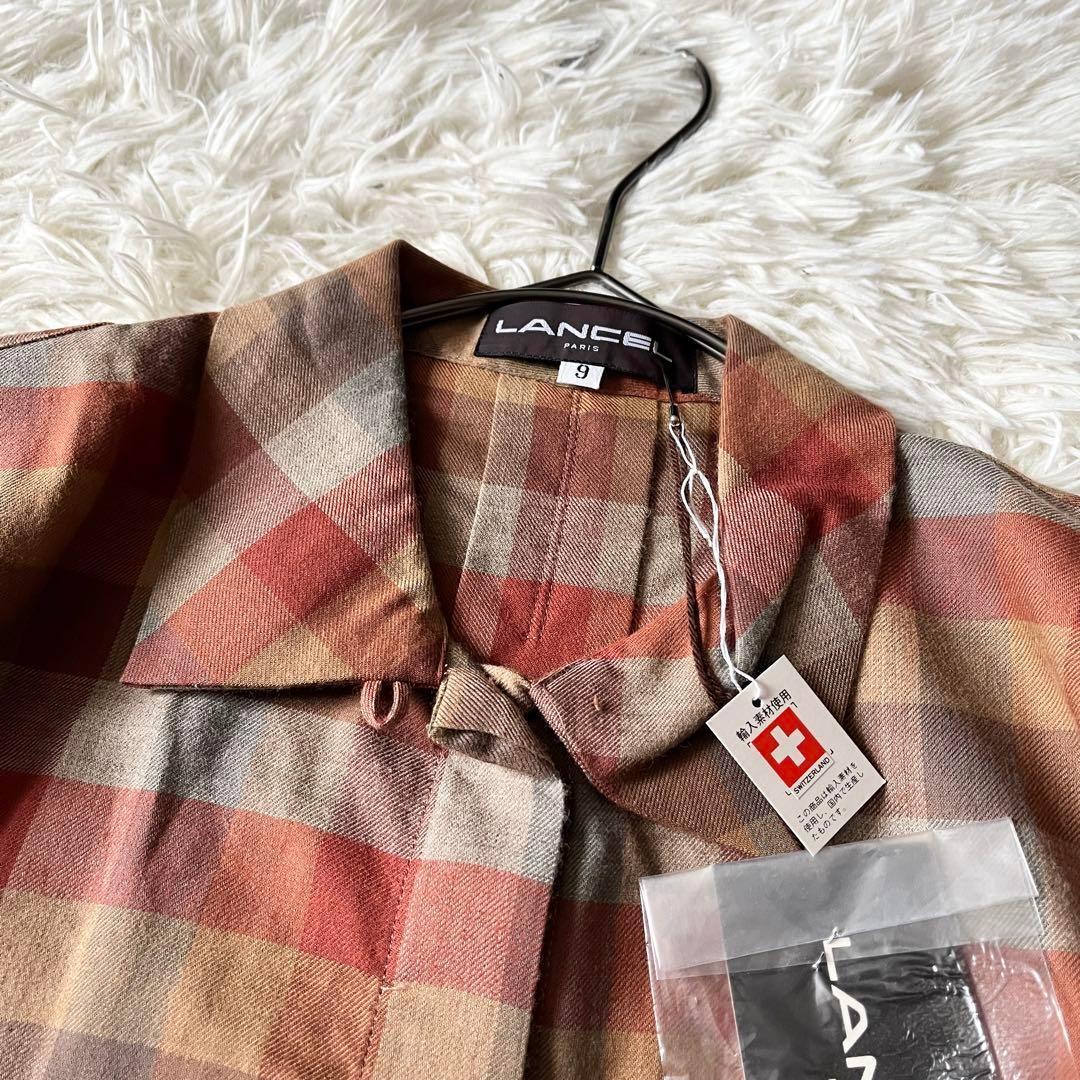 新品 LANCEL ランセル チェックシャツ ワイシャツ 長袖