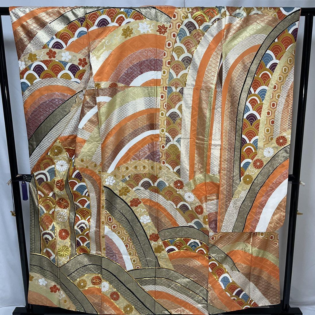 C87正絹 振袖 金駒刺繍 金銀箔 トールサイズ 着物 - メルカリ