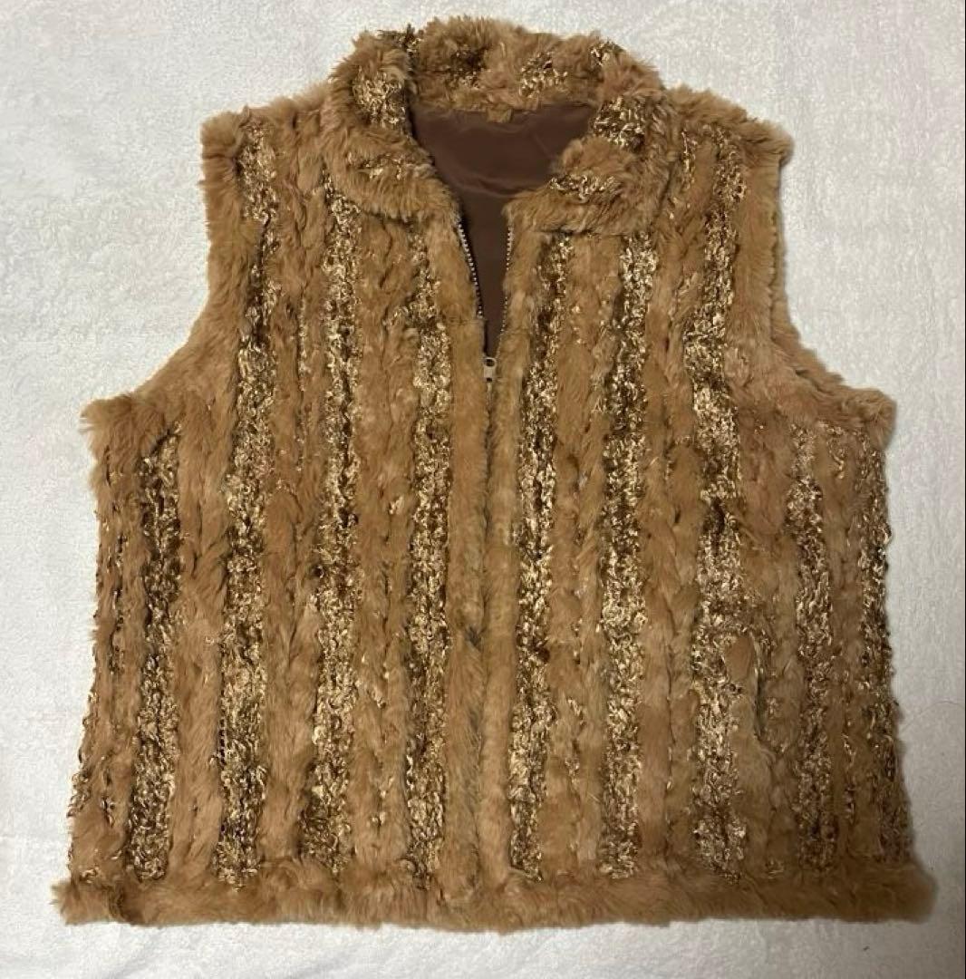 ファーベスト ラビットファー ファージャケットレディース Lサイズ リバーシブル ファーベスト ラビットファー ファージャケットレディース Lサイズ リバーシブル