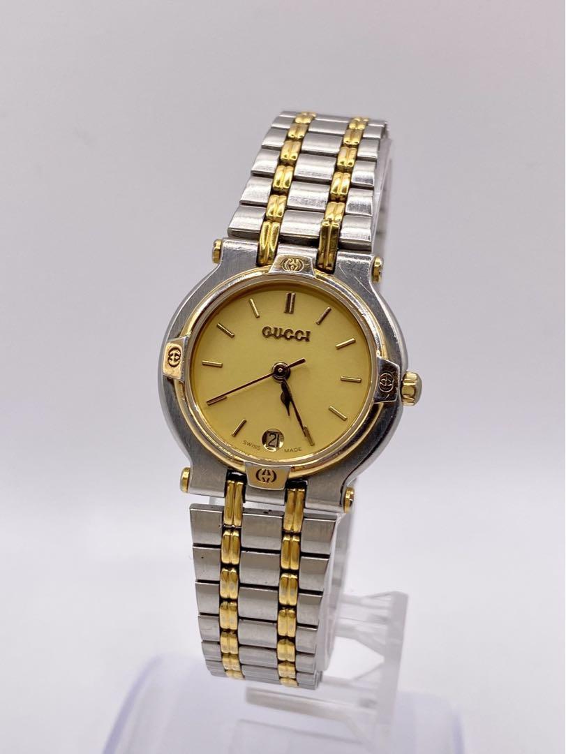 GUCCI グッチ 1NBG 9000L QZ ゴールド文字盤 デイト