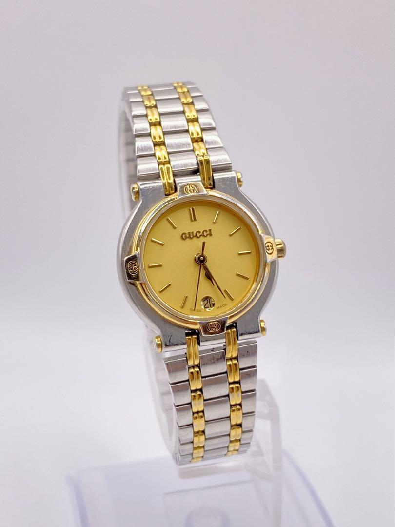 GUCCI グッチ 1NBG 9000L QZ ゴールド文字盤 デイト