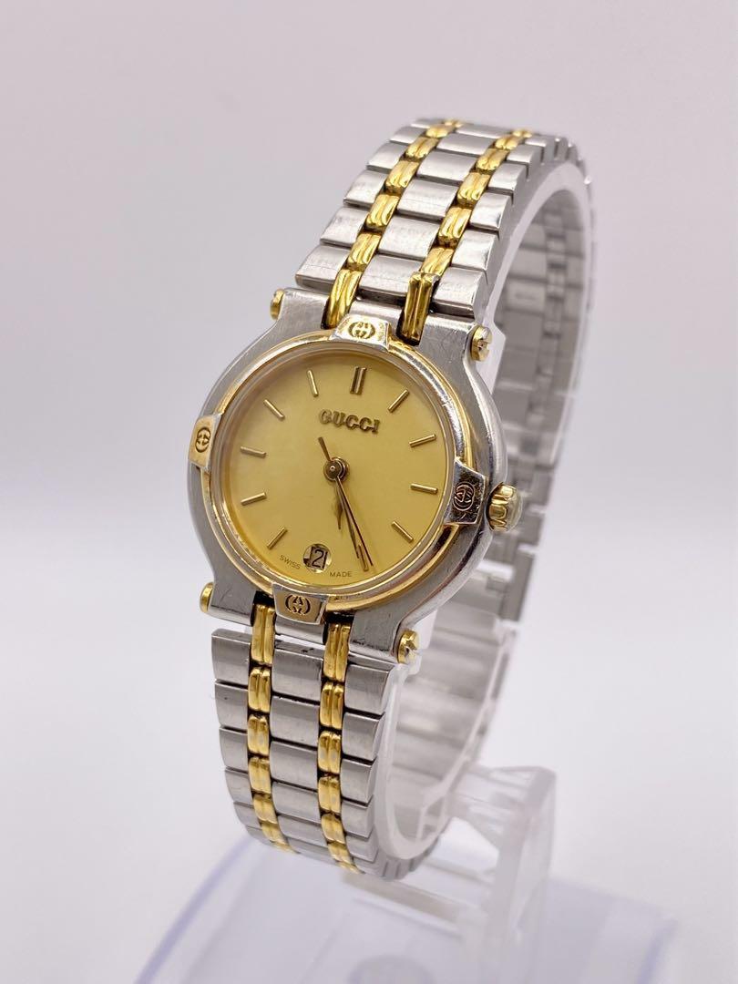 GUCCI グッチ 1NBG 9000L QZ ゴールド文字盤 デイト