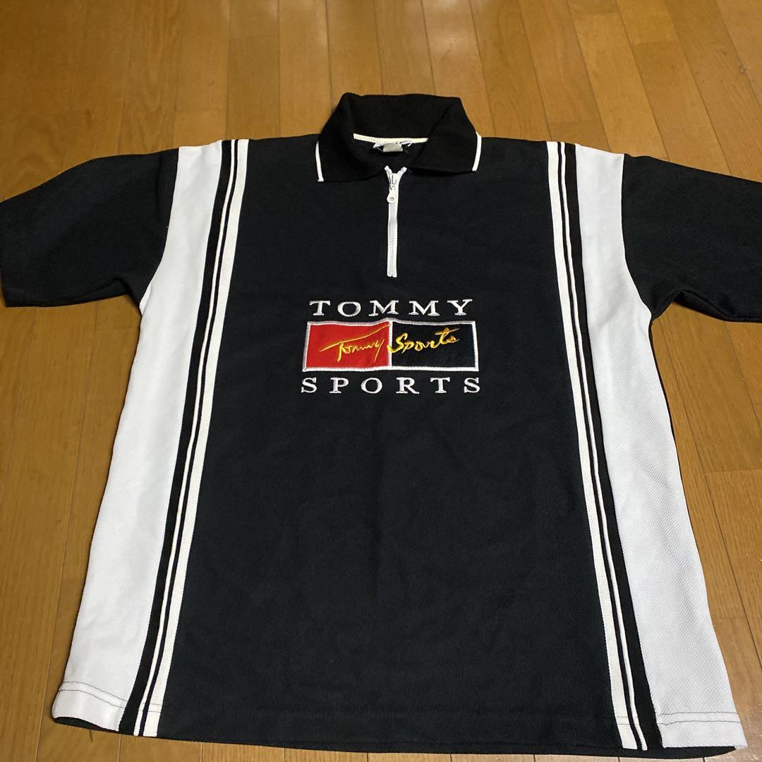 Tommy Sports ジッパーポロシャツ 黒/白トミースポーツ