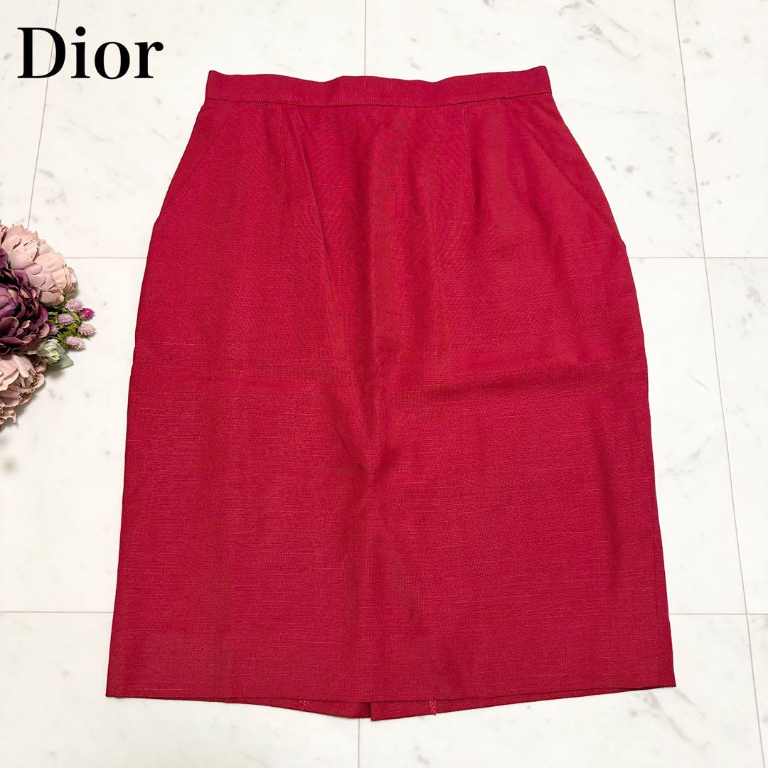 美品❤️Christian Dior ディオール　タイトスカート　ひざ丈　赤　M