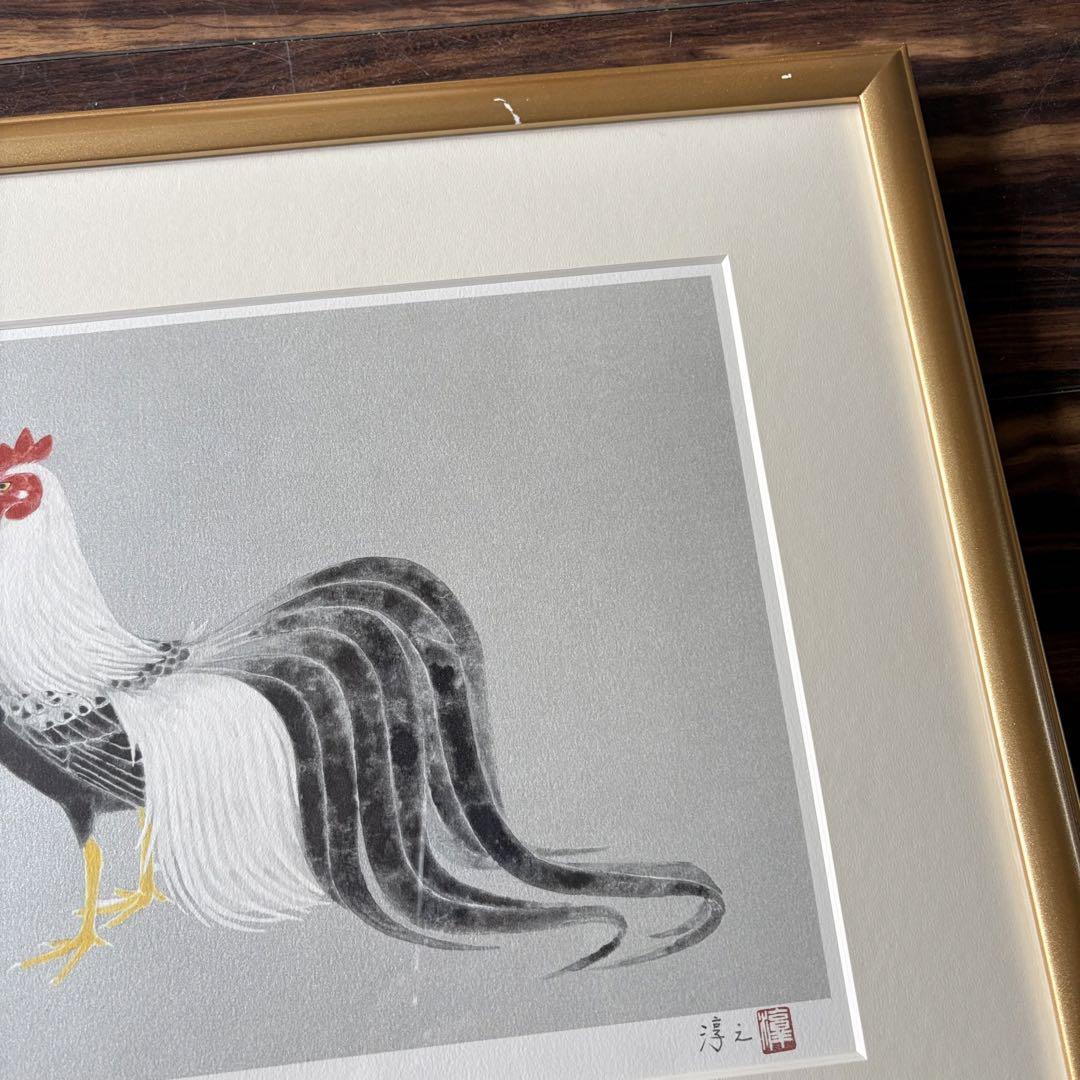 上村淳之 干支図シリーズ 酉 オリジナルリトグラフ E.A. 額装 絵画 B