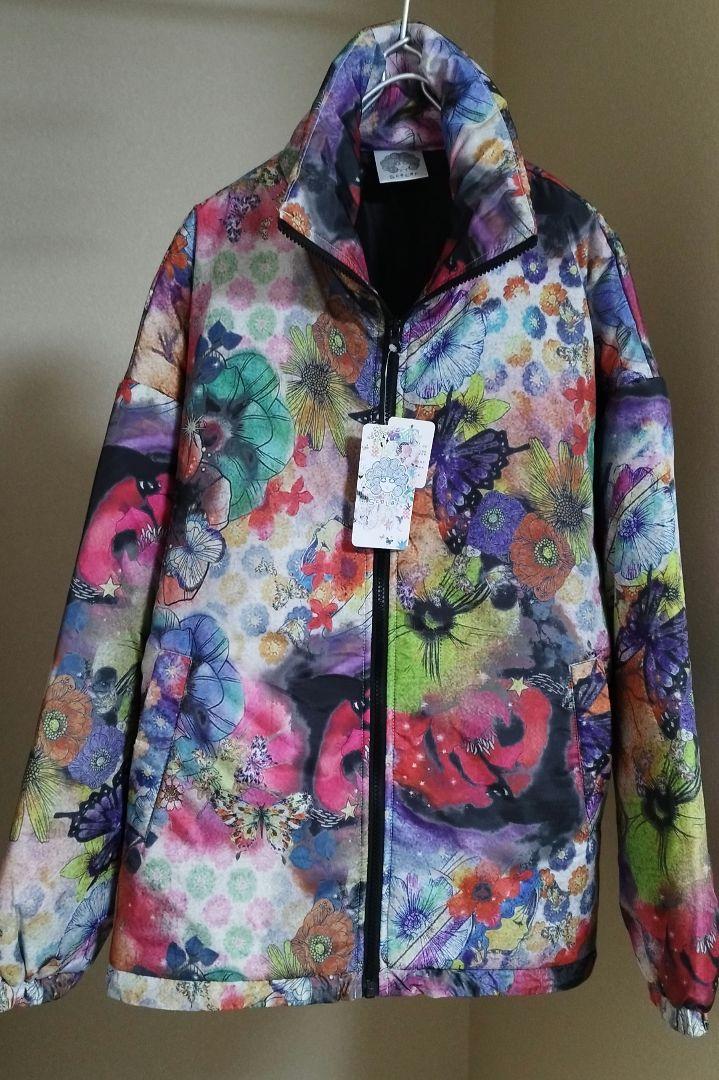 【史上最も激安】 アートな花柄×カラフルコラージュ 中綿入り ブルゾン flower POP ジャケット・アウター