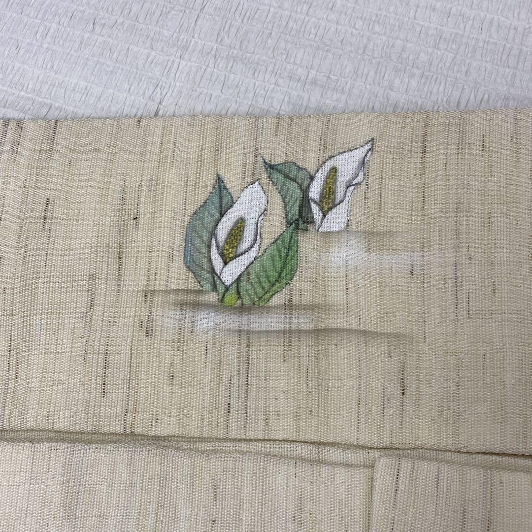 BY5897 水芭蕉　名古屋帯 麻　小紋 紬 色無地　夏物 5897 水芭蕉 名古屋帯 麻 小紋 紬 色無地 夏物