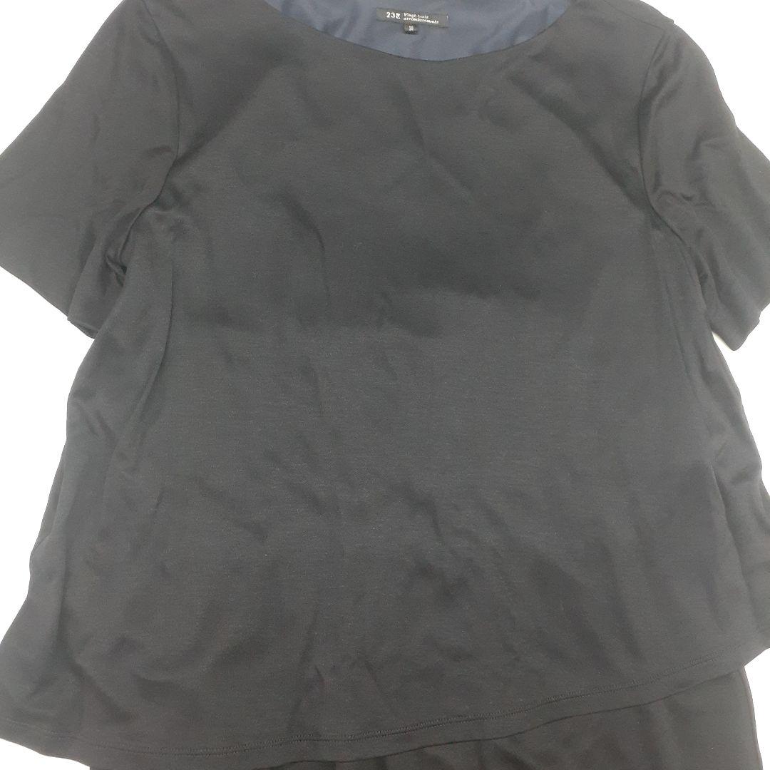値下げ 23区 Vingt Trois アシンメトリー 半袖ワンピース