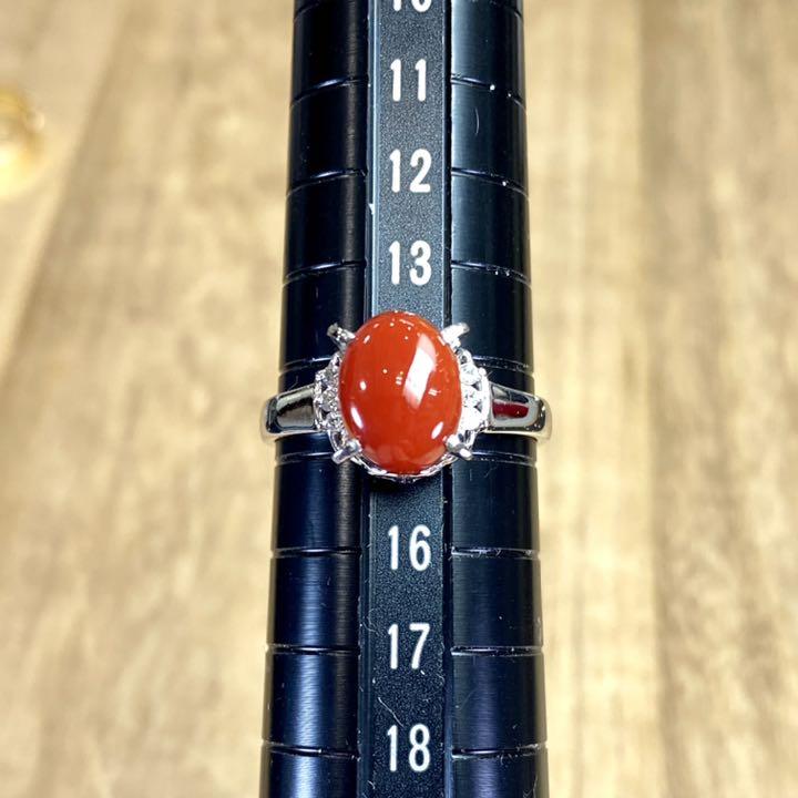 人気HOT 希少 Pt900 血赤サンゴ ダイア リング 4.83g M495 TjlCO-m56255679240 新作限定SALE